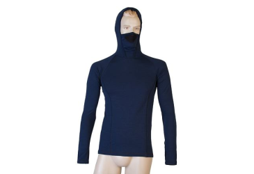 SENSOR MERINO DF men's shirt long.sleeve with hood deep blue Size: