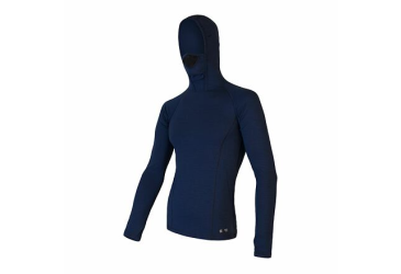 SENSOR MERINO DF men's shirt long.sleeve with hood deep blue Size: