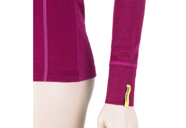 SENSOR MERINO ACTIVE women's T-shirt long.sleeve stand-up zipper lilla Size:
