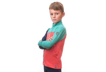 SENSOR COOLMAX THERMO children's sweatshirt full-zip coral/sea green/deep blue Size: