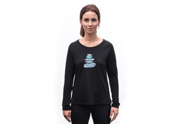 SENSOR MERINO BLEND STONE women's long sleeve shirtsleeve black size