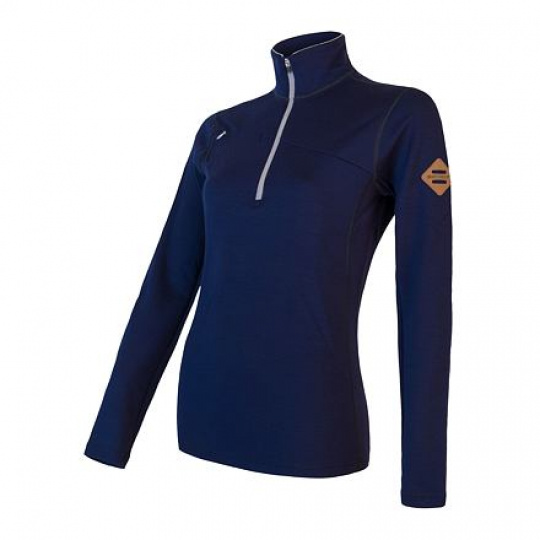 SENSOR MERINO UPPER ladies sweatshirt short zip deep blue Size: