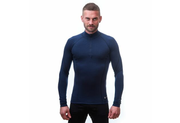 SENSOR MERINO DF men's shirt long.sleeve zipper deep blue Size: