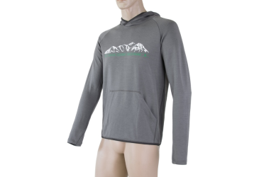 SENSOR MERINO UPPER MOUNTAINS men's hoodie kangaroo grey Size: