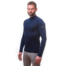 SENSOR MERINO ACTIVE men's shirt long.sleeve stand-up zipper deep blue Size: