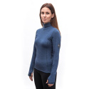 SENSOR MERINO BOLD women's roll neck long sleeve shirt.cool blue sleeve size