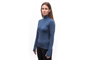 SENSOR MERINO BOLD women's roll neck long sleeve shirt.cool blue sleeve size