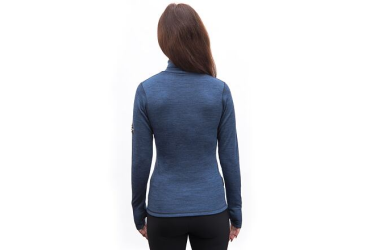 SENSOR MERINO BOLD women's roll neck long sleeve shirt.cool blue sleeve size