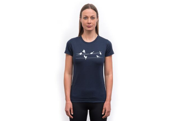 SENSOR MERINO ACTIVE SONGBIRDS women's T-shirt kr.sleeve deep blue Size: