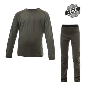 SENSOR MERINO AIR SET children's shirt long.sleeve + bottoms olive green Size:
