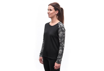SENSOR MERINO BLEND IMPRESS women's long-sleeve shirtsleeve black/zebra size