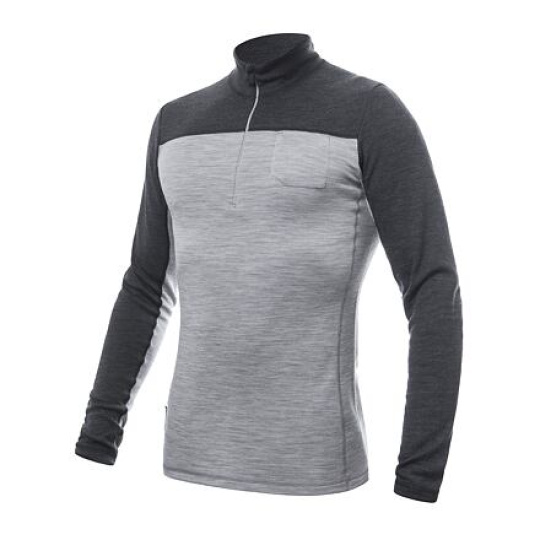 SENSOR MERINO BOLD men's shirt long.sleeve zipper cool gray/anthracite Size: M