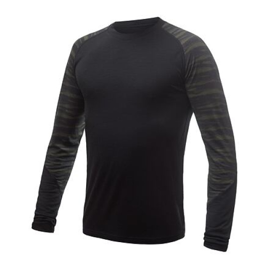 SENSOR MERINO IMPRESS men's shirt long.sleeve black/batik Size: