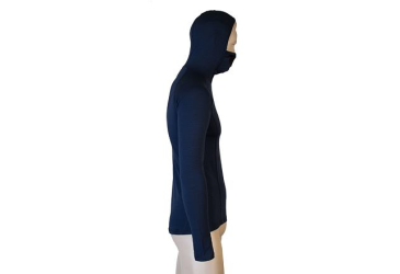 SENSOR MERINO DF men's shirt long.sleeve with hood deep blue Size: