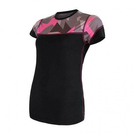 SENSOR MERINO IMPRESS women's T-shirt kr.sleeve black/camo Size: