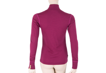 SENSOR MERINO ACTIVE women's T-shirt long.sleeve stand-up zipper lilla Size: