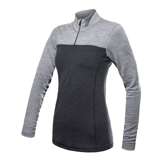 SENSOR MERINO BOLD women's shirt long.sleeve zip anthracite/cool gray Size: