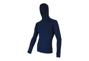 SENSOR MERINO DF men's shirt long.sleeve with hood deep blue Size: