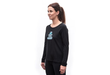 SENSOR MERINO BLEND STONE women's long sleeve shirtsleeve black size