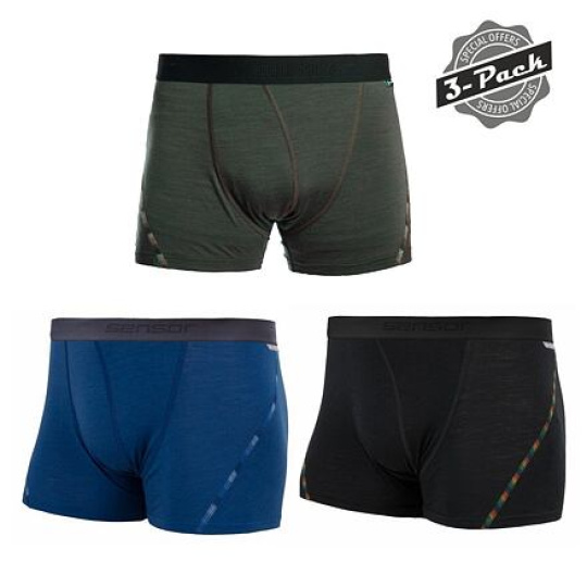 SENSOR MERINO AIR 3-PACK men's shorts black/dark. blue/olive Size: