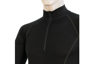 SENSOR MERINO ACTIVE men's shirt long.sleeve stand-up zipper black Size: