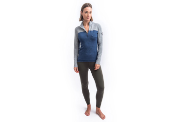 SENSOR MERINO BOLD women's long-sleeve shirtsleeve zip cool blue/cool gray size