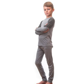 SENSOR MERINO IMPRESS SET children's shirt long.sleeve + underpants grey/maori Size: