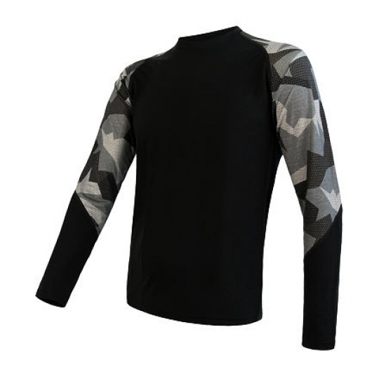 SENSOR MERINO IMPRESS men's shirt long.sleeve black/camo Size: