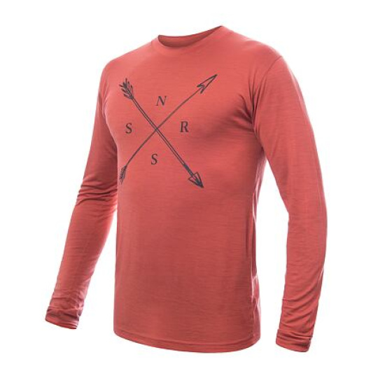 SENSOR MERINO ACTIVE SNSR men's long sleeve shirt.terracotta sleeve Size: