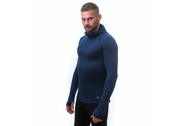 SENSOR MERINO DF men's shirt long.sleeve with hood deep blue Size: