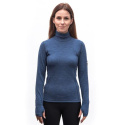 SENSOR MERINO BOLD women's roll neck long sleeve shirt.cool blue sleeve size