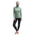 SENSOR MERINO DF women's long-sleeve shirtbasil green hooded sleeve size