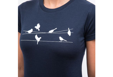 SENSOR MERINO ACTIVE SONGBIRDS women's T-shirt kr.sleeve deep blue Size: