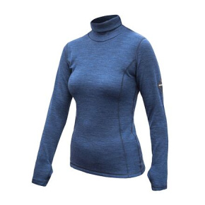 SENSOR MERINO BOLD women's roll neck long sleeve shirt.cool blue sleeve size