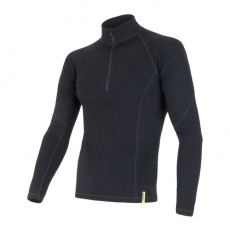 SENSOR MERINO DF men's shirt long.sleeve zipper black Size: