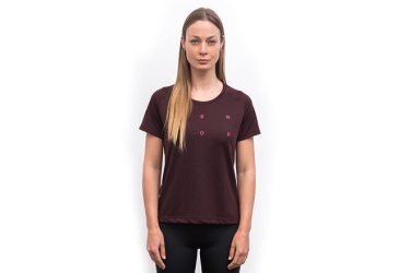 SENSOR MERINO BLEND TYPO women's T-shirt kr.sleeve port red Size: