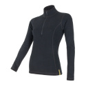 SENSOR MERINO DF women's shirt long.sleeve zipper black Size:
