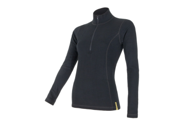 SENSOR MERINO DF women's shirt long.sleeve zipper black Size: