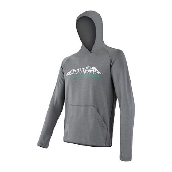 SENSOR MERINO UPPER MOUNTAINS men's hoodie kangaroo grey Size: