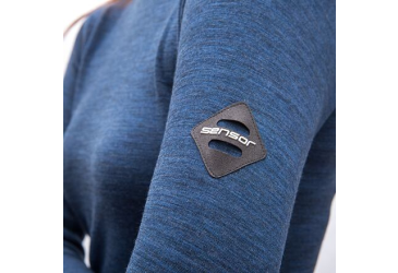 SENSOR MERINO BOLD women's roll neck long sleeve shirt.cool blue sleeve size