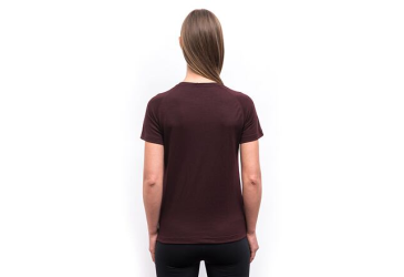 SENSOR MERINO BLEND TYPO women's T-shirt kr.sleeve port red Size: