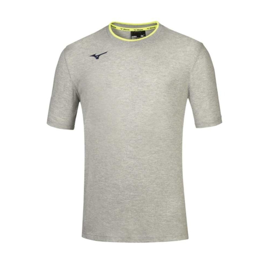 MIZUNO Men Mizuno Tee / Heather Grey/Yellow Fluo
