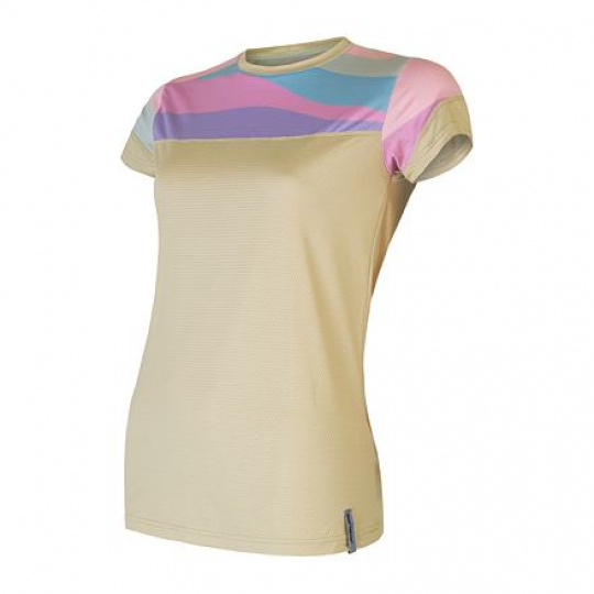SENSOR COOLMAX IMPRESS women's T-shirt kr.sleeve sand/stripes Size: