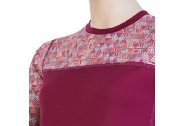 SENSOR MERINO IMPRESS women's shirt long.lilla/pattern sleeve Size: