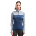 SENSOR MERINO BOLD women's long-sleeve shirtsleeve zip cool blue/cool gray size