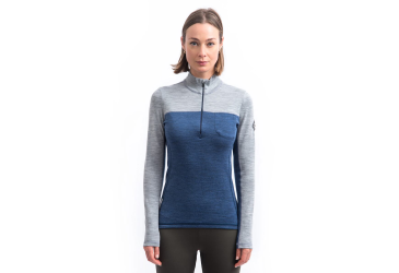 SENSOR MERINO BOLD women's long-sleeve shirtsleeve zip cool blue/cool gray size